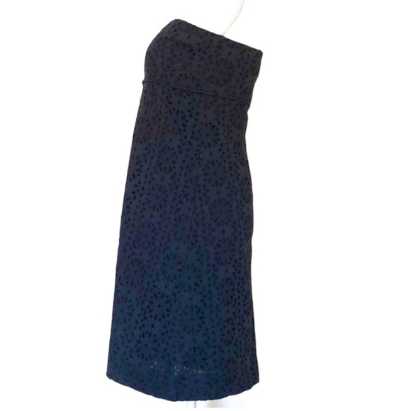 J. Crew Navy Blue Strapless Eyelet Sheath … - Picture 4 of 7